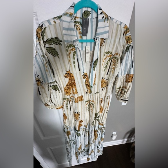‼️RARE‼️🎸ANTHROPOLOGIE🎸🔥NWT🔥Carolita Printed Tiered Shirt Dress (Artist Ed.)—XS - Picture 7 of 12